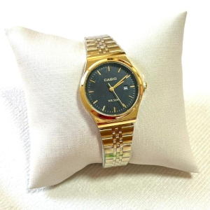 RELOGIO CASIO FEM DOURADO F PRETO REDONDO