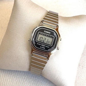 RELOGIO MINI CASIO PRATA F PRETO