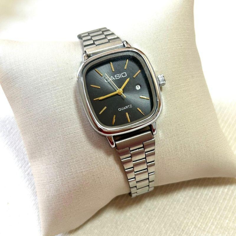 RELOGIO CASIO FEM PRATA F PRETO QUAD PONT DRD