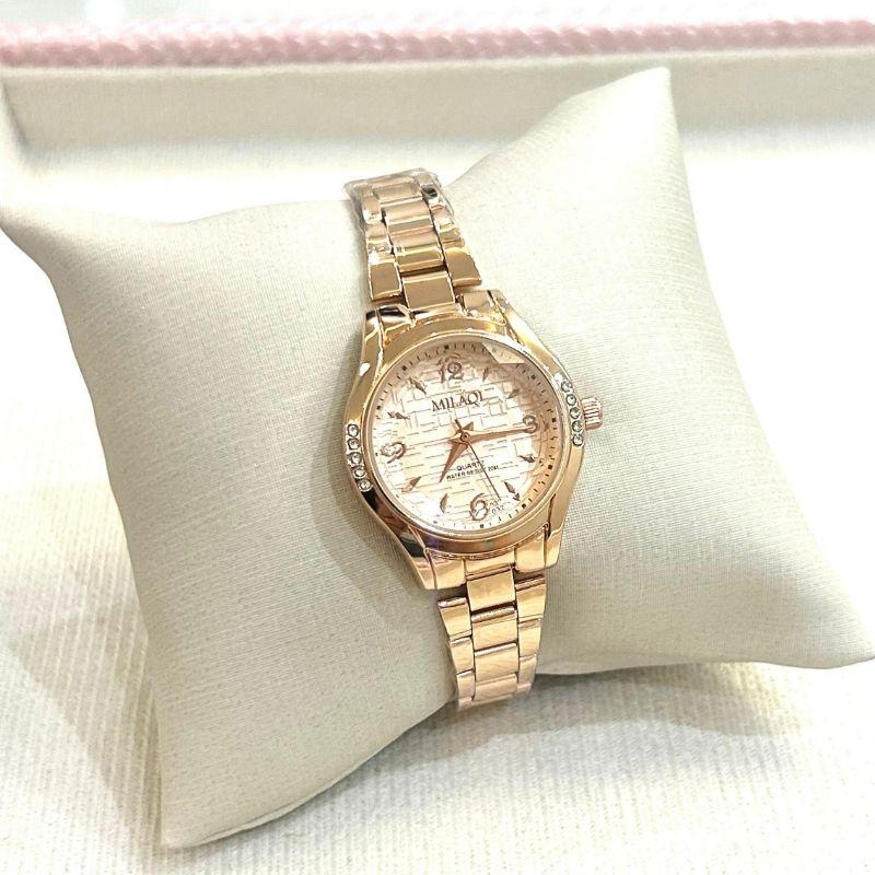 RELOGIO MILAQI STRASS LAT ROSE F ROSE RED