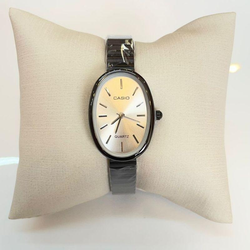 RELOGIO CASIO PRETO F BRANCO OVAL