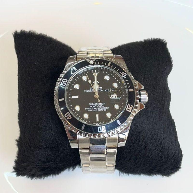 RELOGIO MASC ROLEX PRATA F E VISOR PRETO