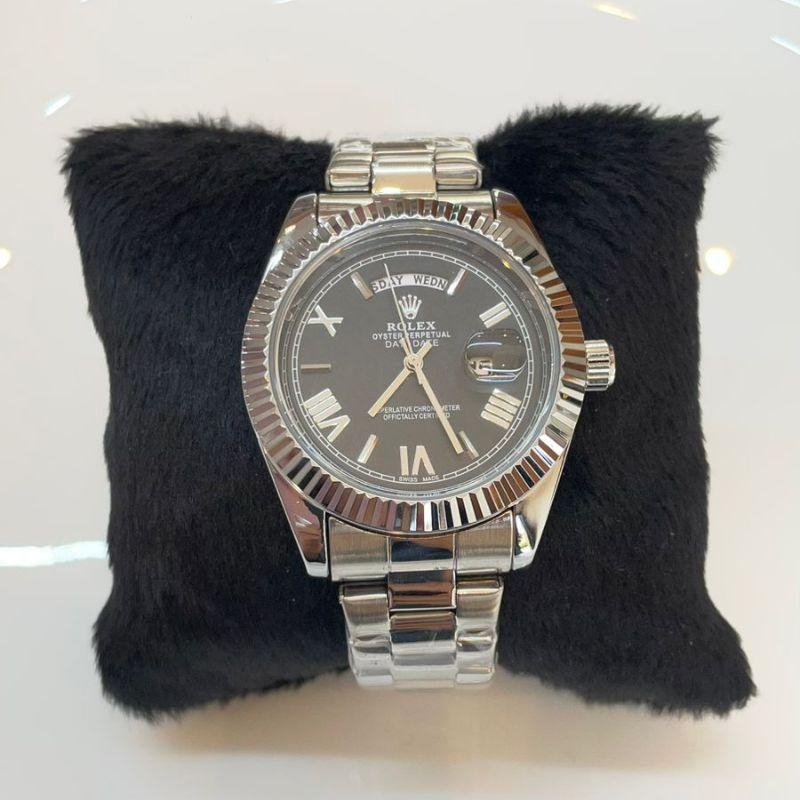 RELOGIO MASC ROLEX PRATA F PRETO