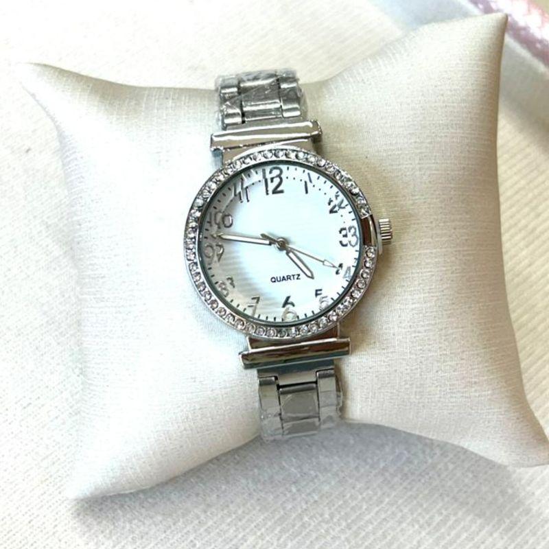 RELOGIO PRATA F BRANCO STRAS