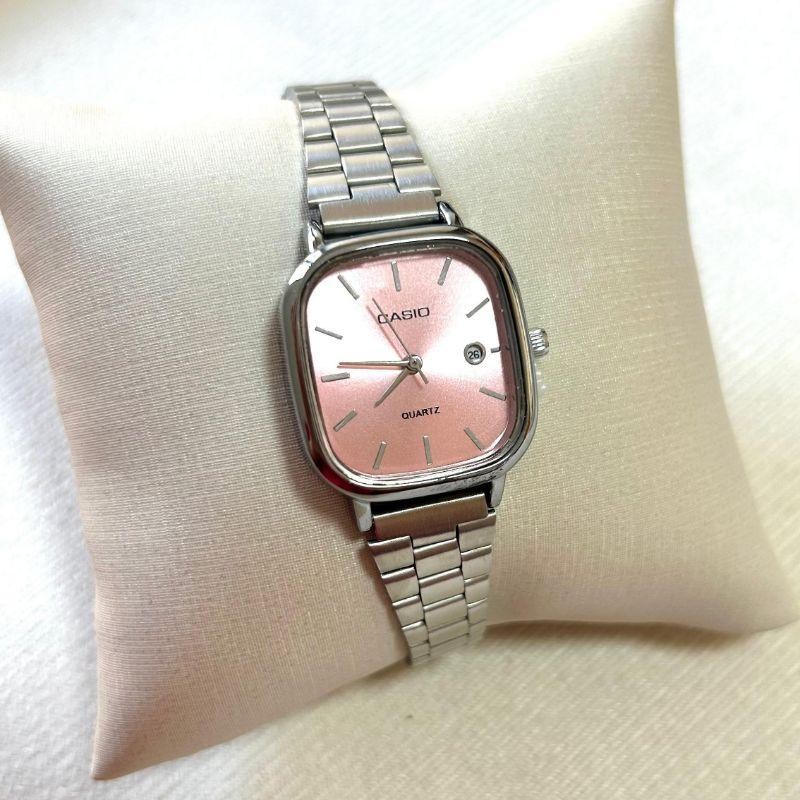 RELOGIO CASIO FEM PRATA F ROSA QUAD