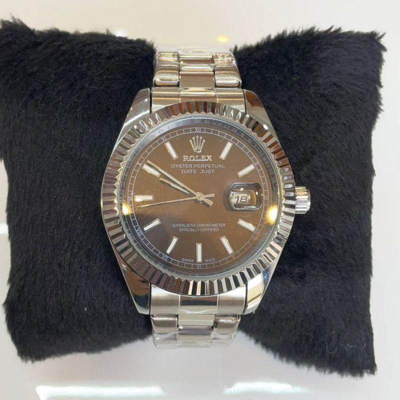 RELOGIO MASC ROLEX PRATA F PRETO